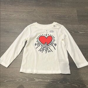 White Old Navy Kids Shirt with Heart Design NWT